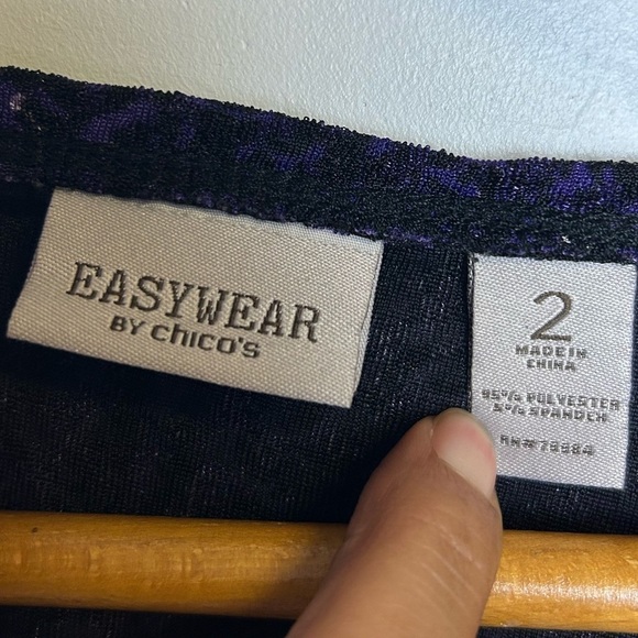 Y2K Easywear by Chicos Women Top M Purple Burnout half Sleeve Whimsigoth Witchy - Picture 4 of 9